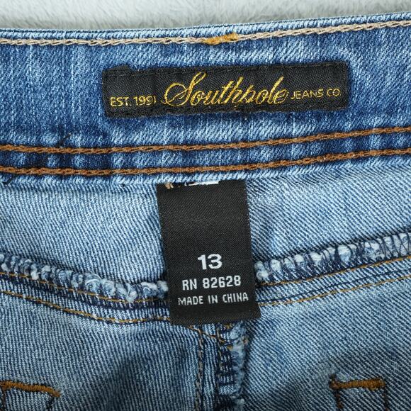 Southpole Shorts Womens Juniors 13 (33x12) Blue Stretch Denim Bermuda Y2K - Picture 8 of 9